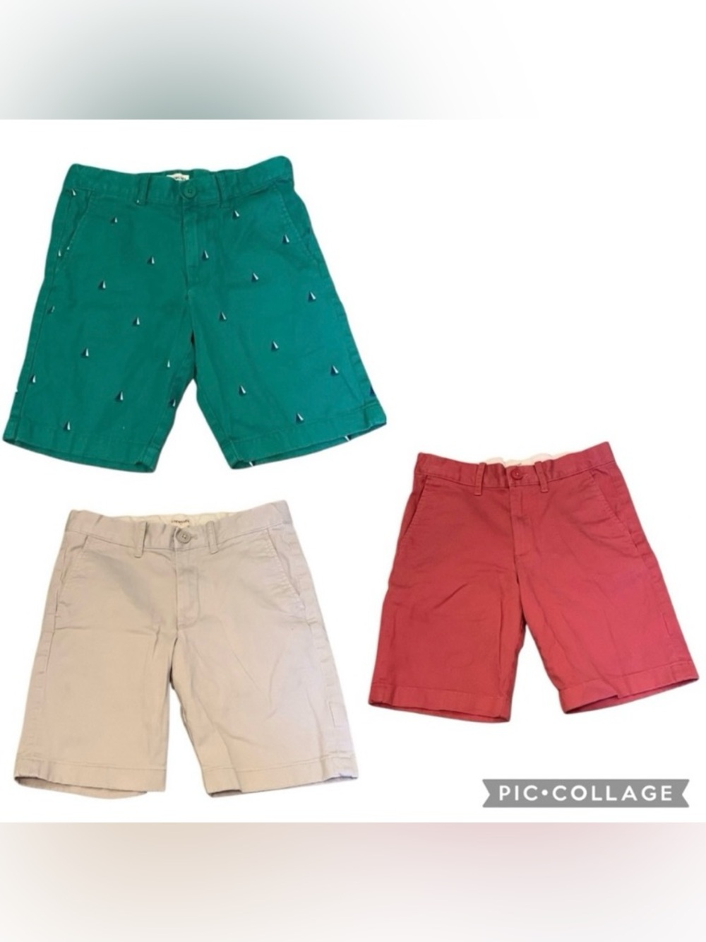 Crewcuts Cotton Shorts Lot Size 10 Adjustable Waist Green Sailboats Pink Tan